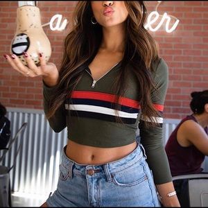 Fashion Nova Stripe Lounge Set (Top & Leggings)